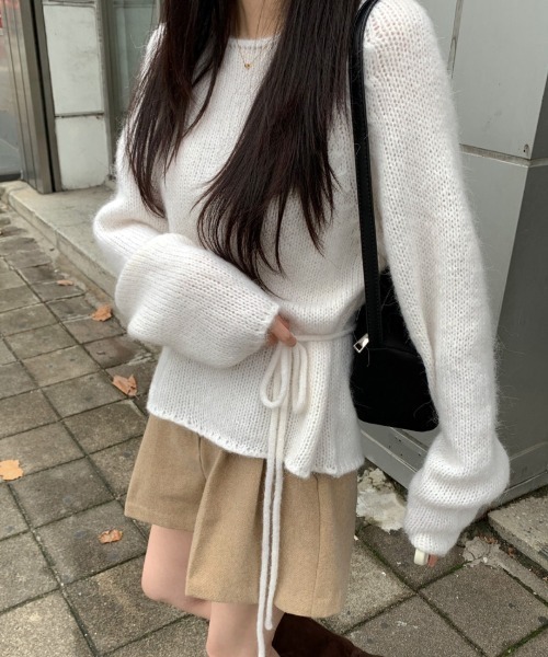 FLINEA(フリネア)の「リボンセーター(ニット/セーター・レディース・オフホワイト/ピンク・FREE)」の5枚目の写真