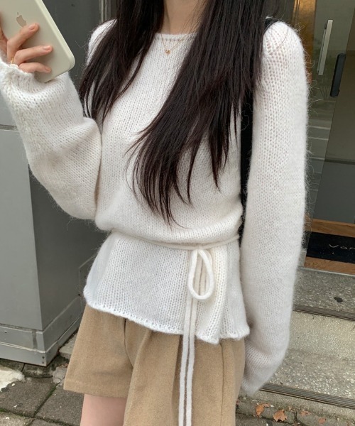 FLINEA(フリネア)の「リボンセーター(ニット/セーター・レディース・オフホワイト/ピンク・FREE)」の4枚目の写真
