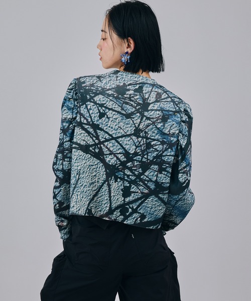 NON TOKYO（ノントーキョー）の「PRINT RIB PUFF SLEEVE C/S（Tシャツ/カットソー・レディース・ブルー系/グリーン系・FREE）」の3枚目の写真