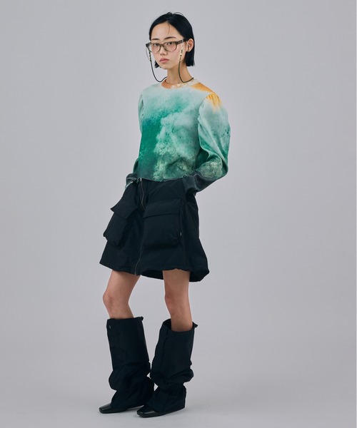 NON TOKYO（ノントーキョー）の「PRINT RIB PUFF SLEEVE C/S（Tシャツ/カットソー・レディース・ブルー系/グリーン系・FREE）」の4枚目の写真