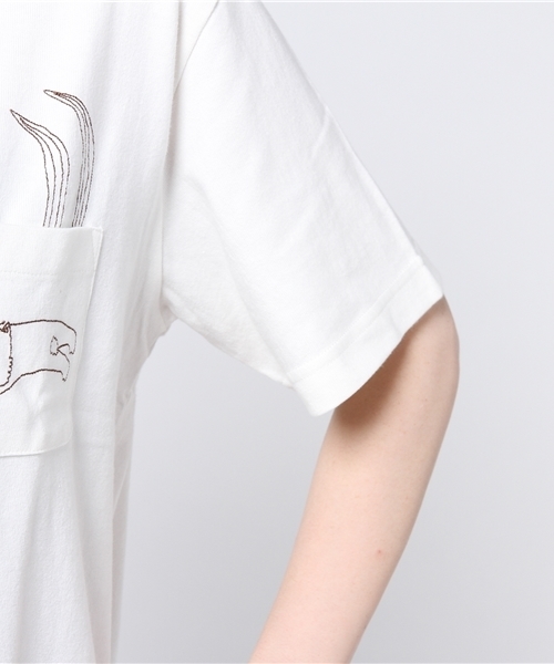 Ne-net（ネネット）の「いぬねことり T（Tシャツ/カットソー・メンズ・オフホワイト/グレー/その他4・03）」の8枚目の写真