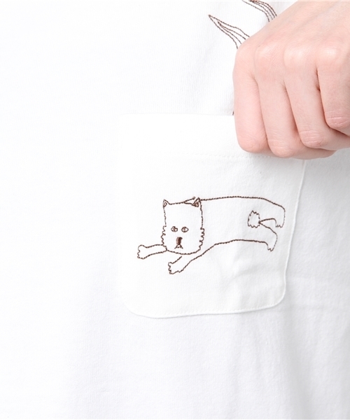 Ne-net（ネネット）の「いぬねことり T（Tシャツ/カットソー・メンズ・オフホワイト/グレー/その他4・03）」の9枚目の写真