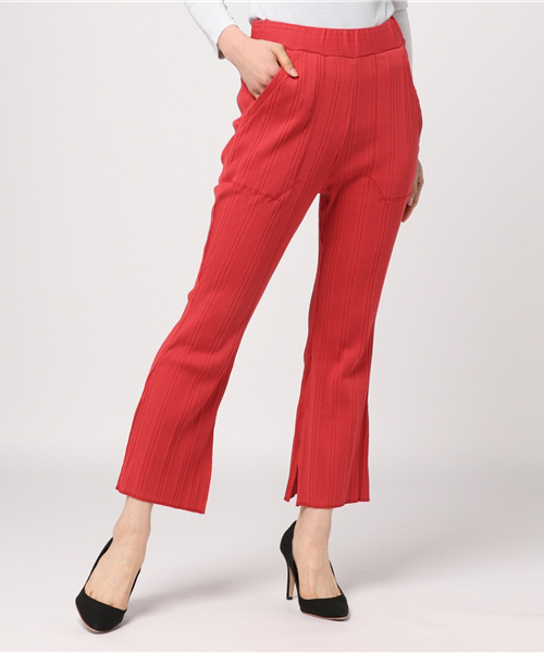 NINE(ナイン)の「ランダムリブパンツ (その他パンツ・レディース・ピンク/レッド/オフホワイト/ブラック・FREE)」の4枚目の写真