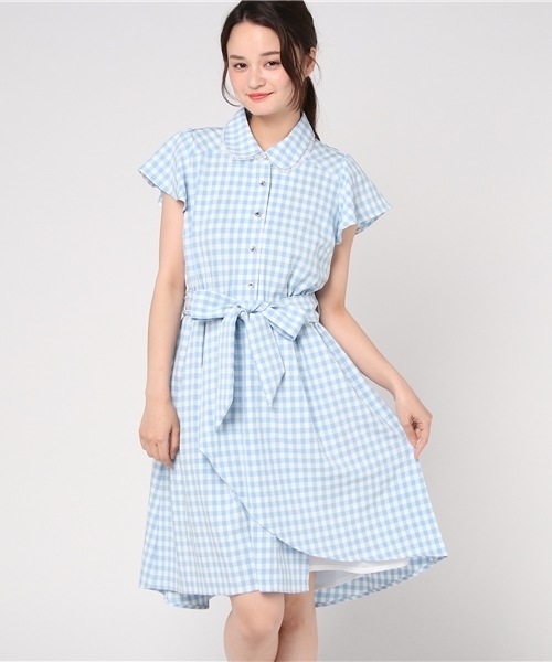 LODISPOTTO(ロディスポット)の「ラッフルシャツワンピース(シャツワンピース・レディース・ブラック/ライトブルー・MEDIUM)」の2枚目の写真