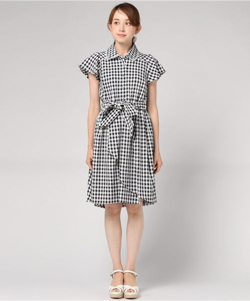 LODISPOTTO(ロディスポット)の「ラッフルシャツワンピース(シャツワンピース・レディース・ブラック/ライトブルー・MEDIUM)」の3枚目の写真