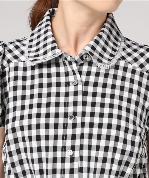 LODISPOTTO(ロディスポット)の「ラッフルシャツワンピース(シャツワンピース・レディース・ブラック/ライトブルー・MEDIUM)」の6枚目の写真