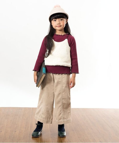 apres les cours（アプレレクール）の「ファービスチェ付き長袖Tシャツ（Tシャツ/カットソー・キッズ・ピンク/オフホワイト・100/120/110/90/130/140/80）」の3枚目の写真