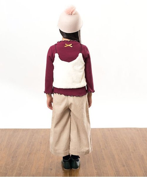 apres les cours（アプレレクール）の「ファービスチェ付き長袖Tシャツ（Tシャツ/カットソー・キッズ・ピンク/オフホワイト・100/120/110/90/130/140/80）」の4枚目の写真