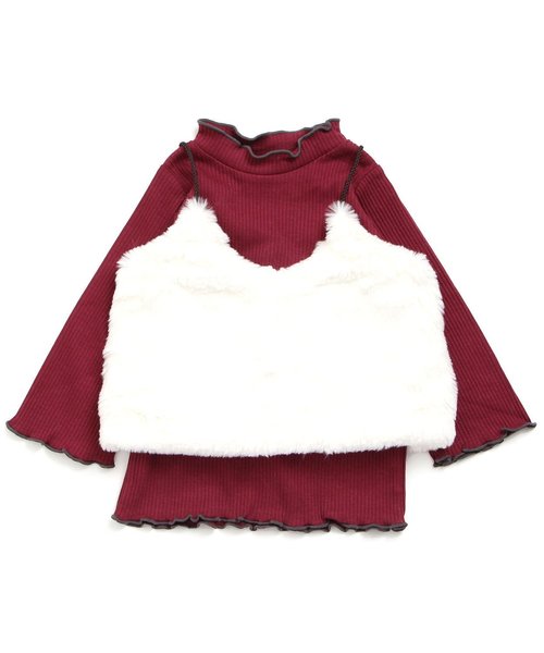 apres les cours（アプレレクール）の「ファービスチェ付き長袖Tシャツ（Tシャツ/カットソー・キッズ・ピンク/オフホワイト・100/120/110/90/130/140/80）」の7枚目の写真