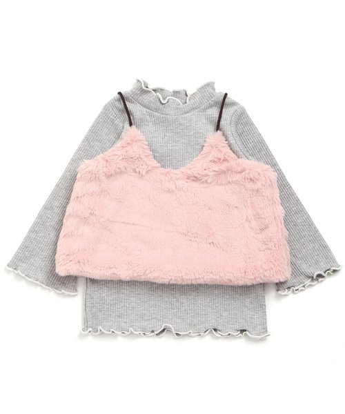 apres les cours（アプレレクール）の「ファービスチェ付き長袖Tシャツ（Tシャツ/カットソー・キッズ・ピンク/オフホワイト・100/120/110/90/130/140/80）」の12枚目の写真