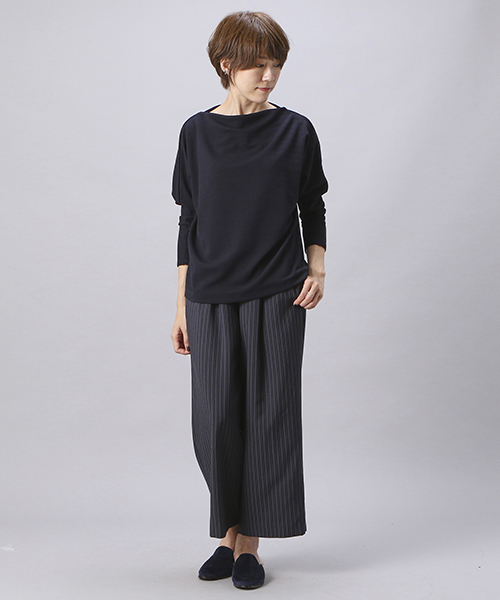 un dix cors（アンディコール）の「ストライプキャタピラーワイドパンツ（その他パンツ・レディース・ネイビー/ライトベージュ・ﾌﾘ-）」の3枚目の写真