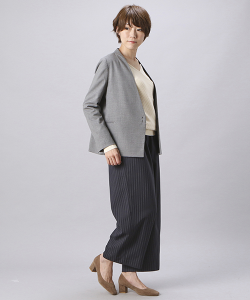 un dix cors（アンディコール）の「ストライプキャタピラーワイドパンツ（その他パンツ・レディース・ネイビー/ライトベージュ・ﾌﾘ-）」の5枚目の写真