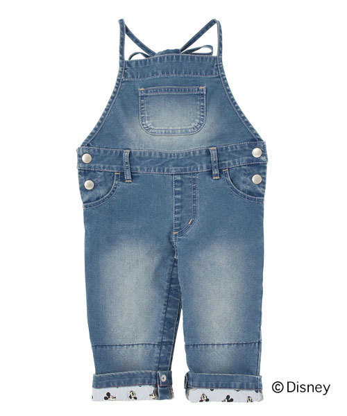 X-girl Stages（エックスガールステージス）の「MICKEY SALOPETTE (12M～3T)（デニムパンツ・キッズ・インディゴブルー/ライトブルー・12M/2T/3T）」の2枚目の写真