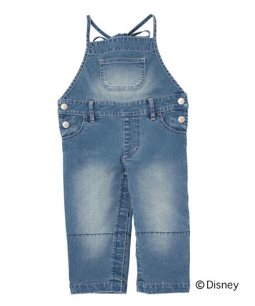 X-girl Stages（エックスガールステージス）の「MICKEY SALOPETTE (12M～3T)（デニムパンツ・キッズ・インディゴブルー/ライトブルー・12M/2T/3T）」の3枚目の写真