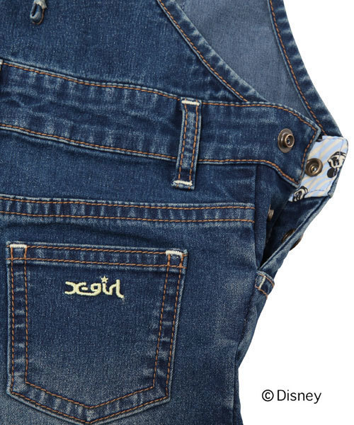 X-girl Stages（エックスガールステージス）の「MICKEY SALOPETTE (12M～3T)（デニムパンツ・キッズ・インディゴブルー/ライトブルー・12M/2T/3T）」の10枚目の写真