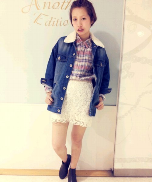 Another Edition（アナザーエディション）の「AE BOA BIG G-JK（デニムジャケット・レディース・ネイビー/コバルトブルー・SMALL/MEDIUM）」の2枚目の写真