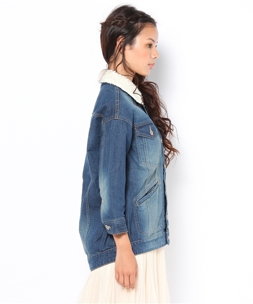 Another Edition（アナザーエディション）の「AE BOA BIG G-JK（デニムジャケット・レディース・ネイビー/コバルトブルー・SMALL/MEDIUM）」の3枚目の写真
