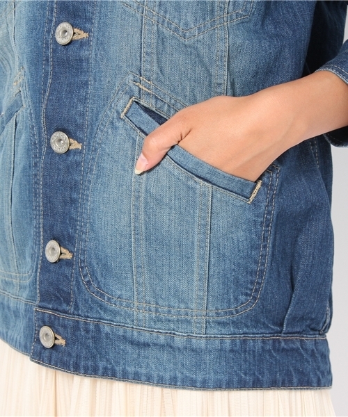 Another Edition（アナザーエディション）の「AE BOA BIG G-JK（デニムジャケット・レディース・ネイビー/コバルトブルー・SMALL/MEDIUM）」の8枚目の写真