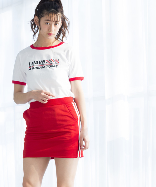 WEGO（ウィゴー）の「WEGO/サイドラインスカパン（スカート・レディース・ブラック/ネイビー/レッド/ピンク/トリコロール/レッド系その他/ブラック系その他/ホワイト・FREE）」の6枚目の写真