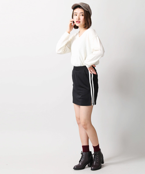 WEGO（ウィゴー）の「WEGO/サイドラインスカパン（スカート・レディース・ブラック/ネイビー/レッド/ピンク/トリコロール/レッド系その他/ブラック系その他/ホワイト・FREE）」の20枚目の写真