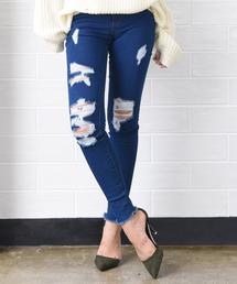 クラッシュストレッチデニムパンツ