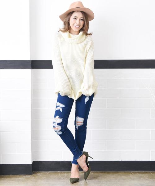 Doula Doula（ドゥーラドゥーラ）の「クラッシュストレッチデニムパンツ（デニムパンツ・レディース・ホワイト/ワンウォッシュ/ネイビー/ブラック/インディゴブルー・M/L/LL/XXS/XS/S）」の16枚目の写真