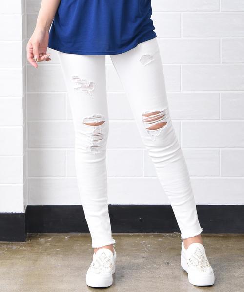 Doula Doula（ドゥーラドゥーラ）の「クラッシュストレッチデニムパンツ（デニムパンツ・レディース・ホワイト/ワンウォッシュ/ネイビー/ブラック/インディゴブルー・M/L/LL/XXS/XS/S）」の18枚目の写真