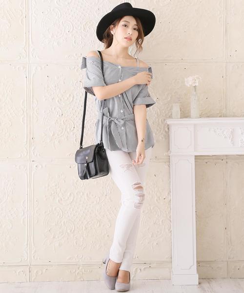 Doula Doula（ドゥーラドゥーラ）の「クラッシュストレッチデニムパンツ（デニムパンツ・レディース・ホワイト/ワンウォッシュ/ネイビー/ブラック/インディゴブルー・M/L/LL/XXS/XS/S）」の21枚目の写真