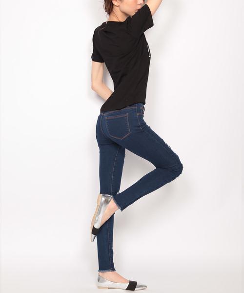 Doula Doula（ドゥーラドゥーラ）の「クラッシュストレッチデニムパンツ（デニムパンツ・レディース・ホワイト/ワンウォッシュ/ネイビー/ブラック/インディゴブルー・M/L/LL/XXS/XS/S）」の10枚目の写真