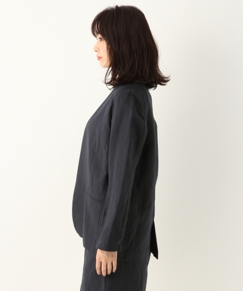 A part by(アパートバイ)の「LiRyノーカラージャケット 786941(ノーカラージャケット・レディース・ライトベージュ/ネイビー・FREE)」の6枚目の写真