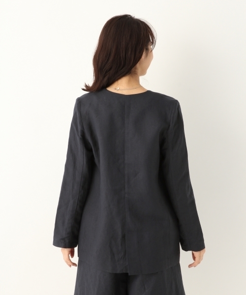 A part by(アパートバイ)の「LiRyノーカラージャケット 786941(ノーカラージャケット・レディース・ライトベージュ/ネイビー・FREE)」の7枚目の写真