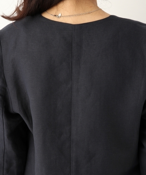 A part by(アパートバイ)の「LiRyノーカラージャケット 786941(ノーカラージャケット・レディース・ライトベージュ/ネイビー・FREE)」の12枚目の写真