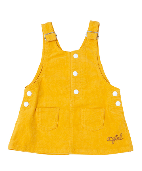 X-girl Stages（エックスガールステージス）の「CORDUROY SALOPETTE SKIRT （4T～7T）（スカート・キッズ・ネイビー/イエロー/ピンク・4T/5T/6T/7T）」の3枚目の写真