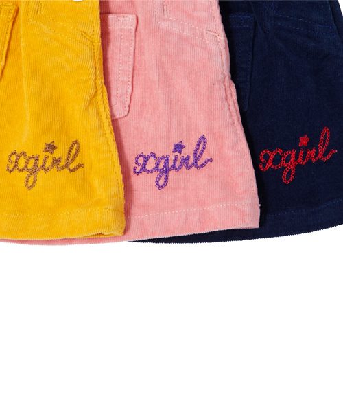 X-girl Stages（エックスガールステージス）の「CORDUROY SALOPETTE SKIRT （4T～7T）（スカート・キッズ・ネイビー/イエロー/ピンク・4T/5T/6T/7T）」の7枚目の写真