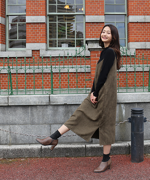 n'ee-ne（ネーネ）の「ジャンパースカート（ジャンパースカート・レディース・ブラウン/カーキ・M/L）」の4枚目の写真