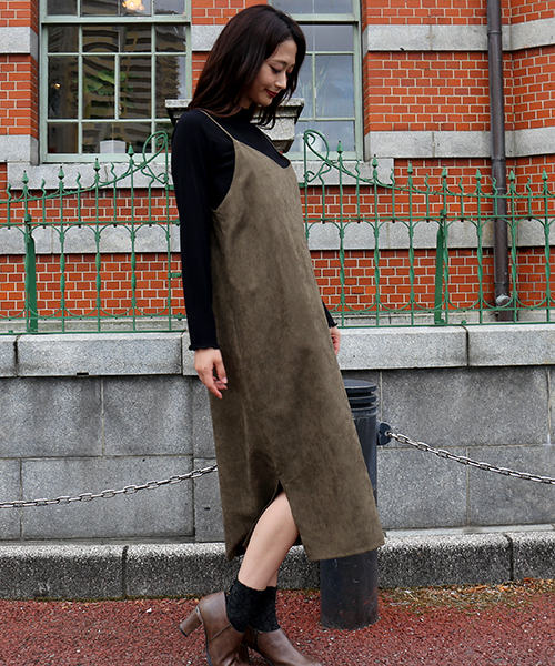 n'ee-ne（ネーネ）の「ジャンパースカート（ジャンパースカート・レディース・ブラウン/カーキ・M/L）」の6枚目の写真