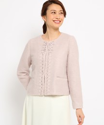 モヘヤ混ノーカラージャケット