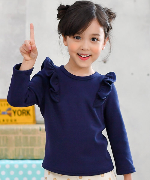 Bee des Bee(ビーデスビー)の「裏起毛 長袖デザイントップス(Tシャツ/カットソー・キッズ・ネイビー/グレー/グレー系その他/ブラック/ブルー系その他/グレー系その他2/チャコール/ブルーグレー/ダークブラウン/ピンクベージュ/ホワイト/ブラック系・90cm/100cm/110cm/120cm/130cm/140cm/150cm)」の11枚目の写真