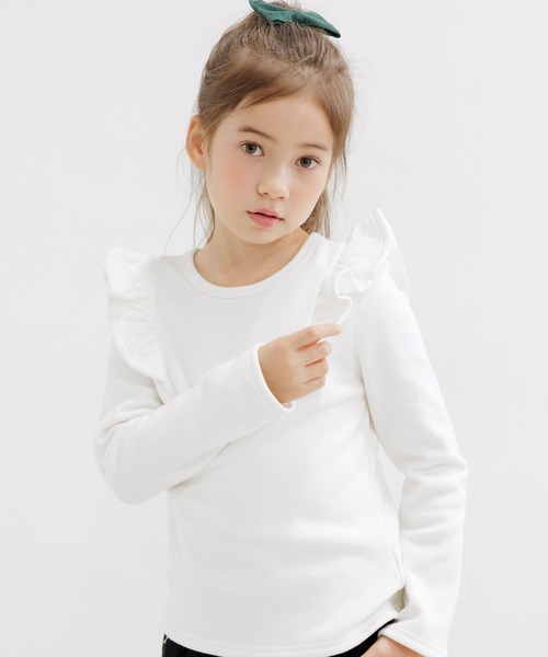 Bee des Bee(ビーデスビー)の「裏起毛 長袖デザイントップス(Tシャツ/カットソー・キッズ・ネイビー/グレー/グレー系その他/ブラック/ブルー系その他/グレー系その他2/チャコール/ブルーグレー/ダークブラウン/ピンクベージュ/ホワイト/ブラック系・90cm/100cm/110cm/120cm/130cm/140cm/150cm)」の2枚目の写真