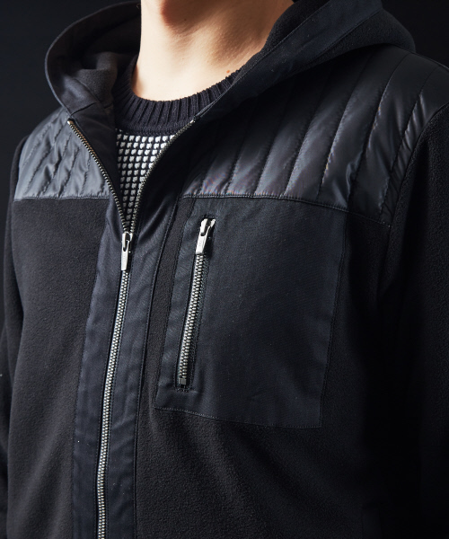 5351 POUR LES HOMMES（ゴーサンゴーイチプールオム）の「マイクロフリース×キルティングパーカー（パーカー・メンズ・チャコールグレー/ブラック・44/46/48/50）」の8枚目の写真