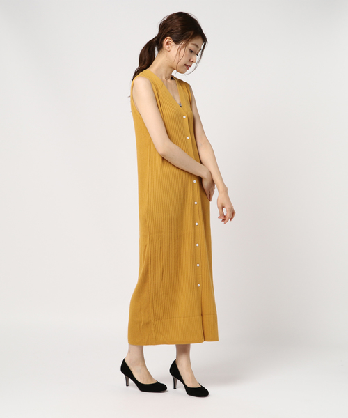 コットンモダールリブロングジレワンピース ワンピース Allureville アルアバイル のファッション ワンピース セール