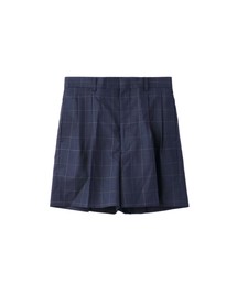 GLEN CHECK PLEATED SHORTS