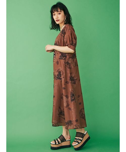 MURUA（ムルーア）の「ドリーフラワーガウンワンピース（ワンピース・レディース・ブラウン/マスタード・FREE）」の14枚目の写真