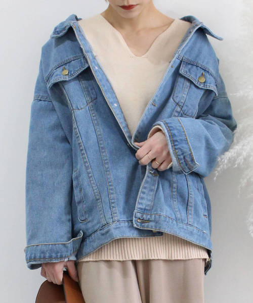 c.u.l(シーユーエル)の「【c.u.l】Gジャン オーバーサイズデニムジャケット ビッグシルエット chw758(デニムジャケット・レディース・ブルー・FREE)」の1枚目の写真