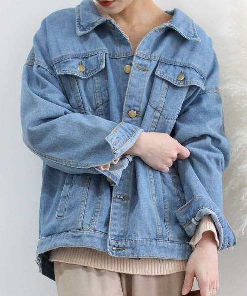 c.u.l(シーユーエル)の「【c.u.l】Gジャン オーバーサイズデニムジャケット ビッグシルエット chw758(デニムジャケット・レディース・ブルー・FREE)」の4枚目の写真