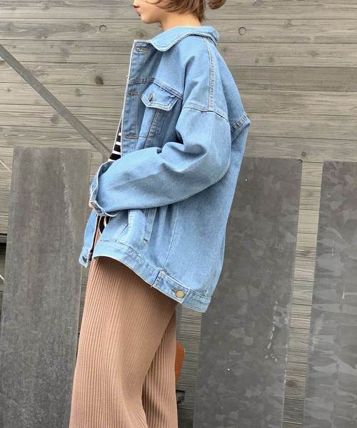 c.u.l(シーユーエル)の「【c.u.l】Gジャン オーバーサイズデニムジャケット ビッグシルエット chw758(デニムジャケット・レディース・ブルー・FREE)」の10枚目の写真