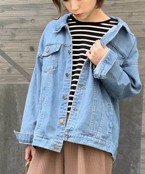 c.u.l(シーユーエル)の「【c.u.l】Gジャン オーバーサイズデニムジャケット ビッグシルエット chw758(デニムジャケット・レディース・ブルー・FREE)」の11枚目の写真