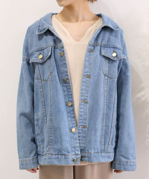 c.u.l(シーユーエル)の「【c.u.l】Gジャン オーバーサイズデニムジャケット ビッグシルエット chw758(デニムジャケット・レディース・ブルー・FREE)」の12枚目の写真