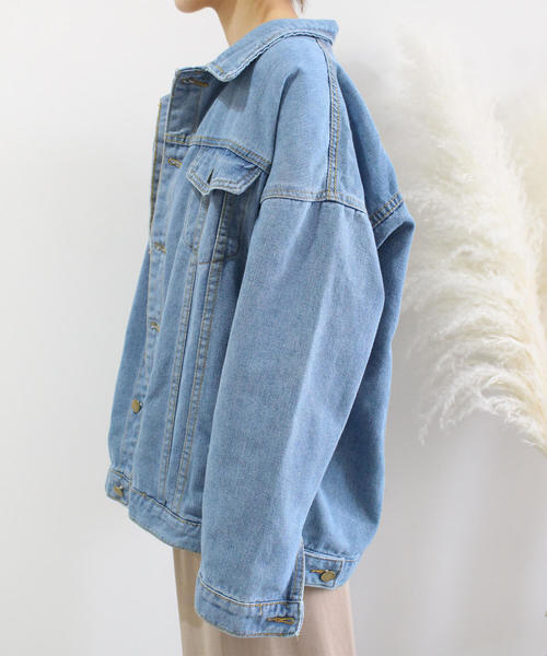 c.u.l(シーユーエル)の「【c.u.l】Gジャン オーバーサイズデニムジャケット ビッグシルエット chw758(デニムジャケット・レディース・ブルー・FREE)」の13枚目の写真