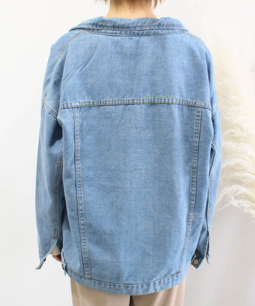 c.u.l(シーユーエル)の「【c.u.l】Gジャン オーバーサイズデニムジャケット ビッグシルエット chw758(デニムジャケット・レディース・ブルー・FREE)」の14枚目の写真